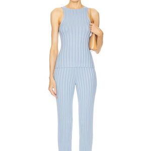 L'Academie Light Blue Ribbed Tank Top and Pants Set